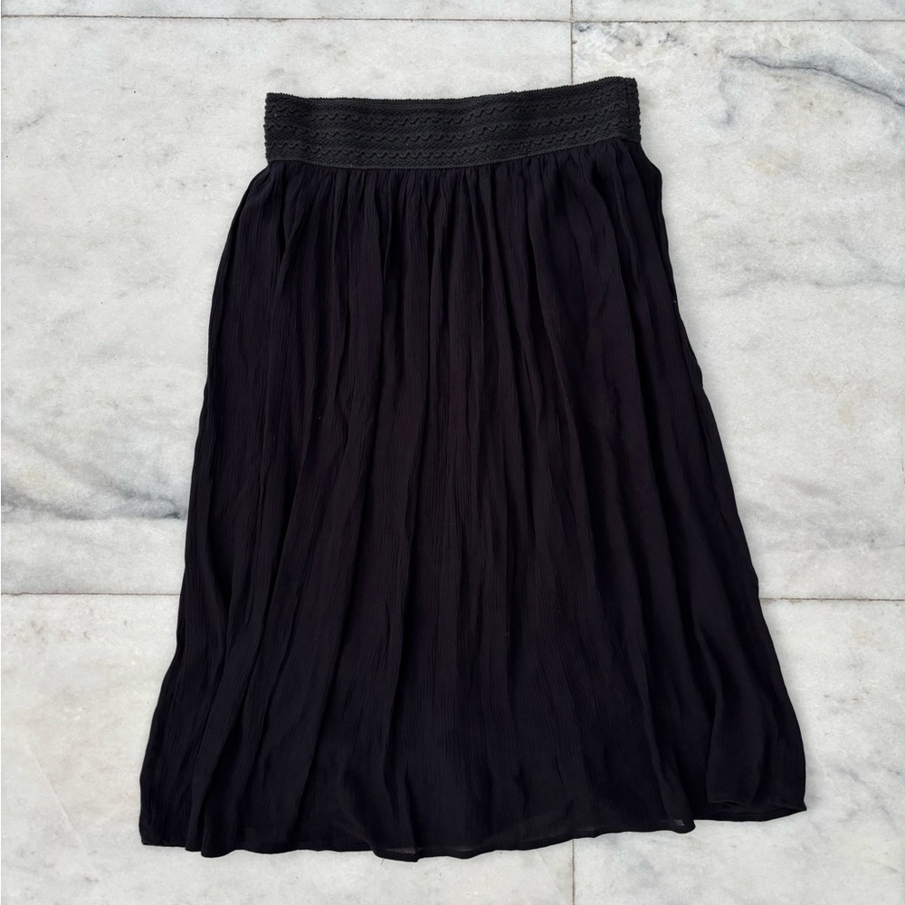 Gypsie Blu Skirt Black Elastic Pull On Knee Lined Women L Boho Hippie Whimsigoth